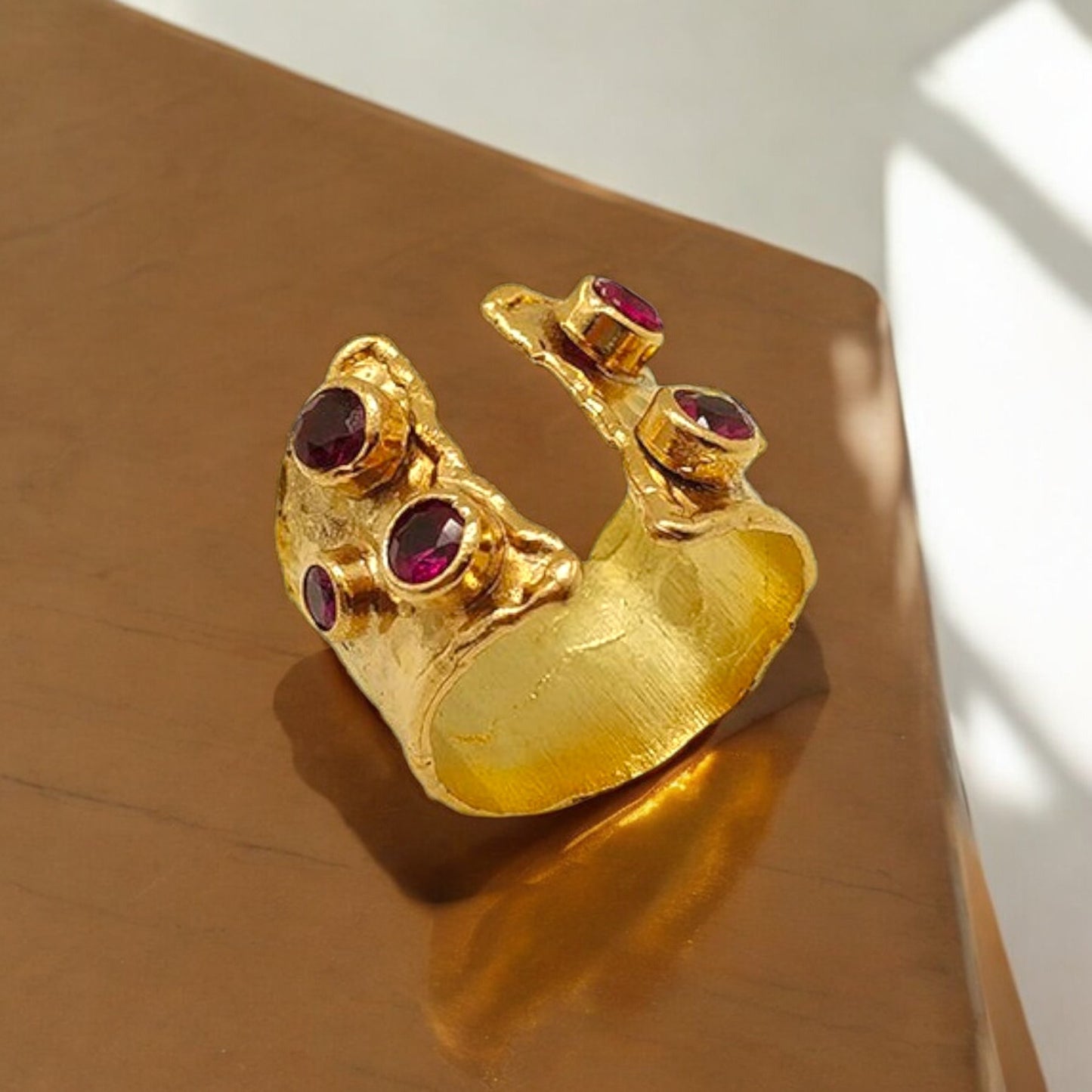 Aurora Fancy Two Side Cuff Gold Ring