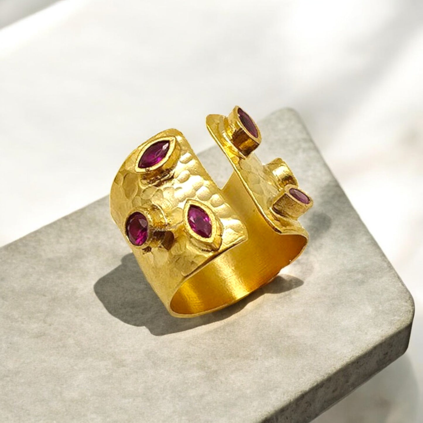 Aurora Fancy Two Side Cuff Gold Ring