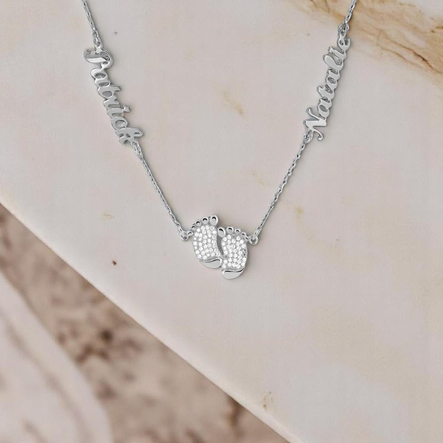 Personalized Engraved Two Name Foot Necklace