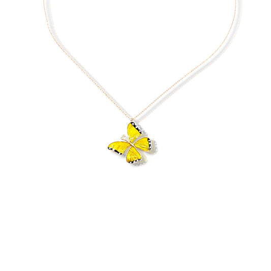 Yellow Enamel Butterfly Necklace
