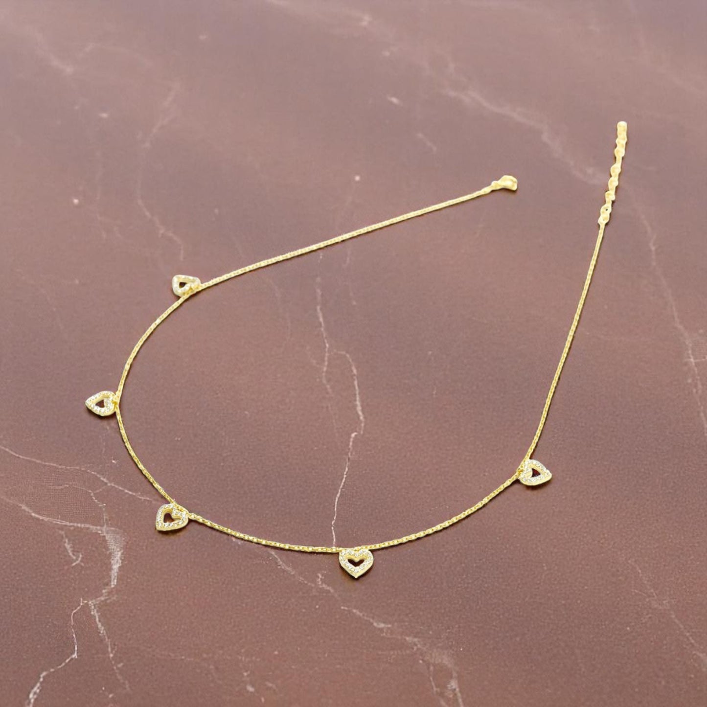 Five Open Hearts Choker Necklace