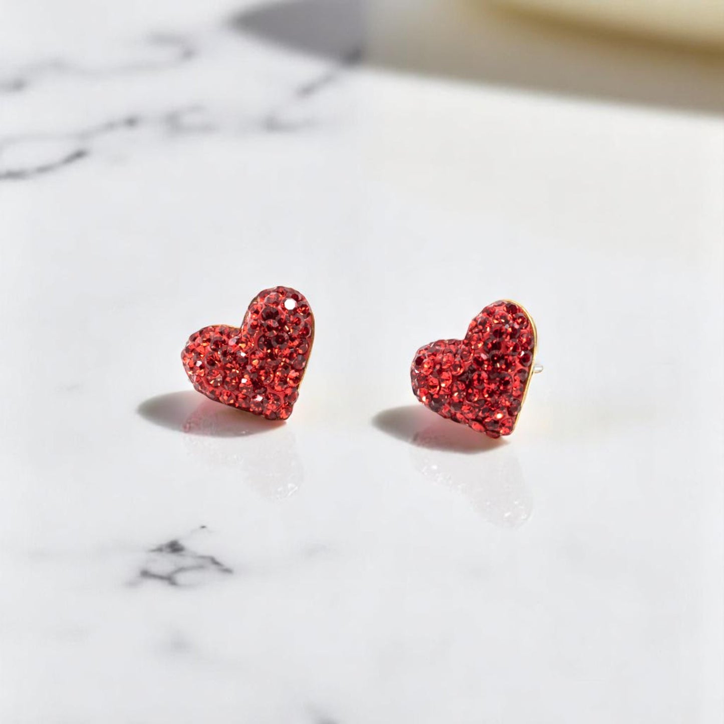 Tiny Red Heart Stud Earring