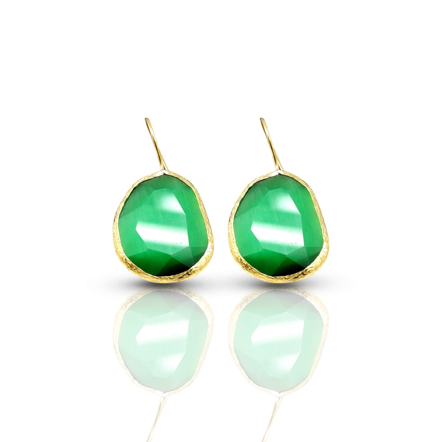 Emerald Cat Eye Earrings