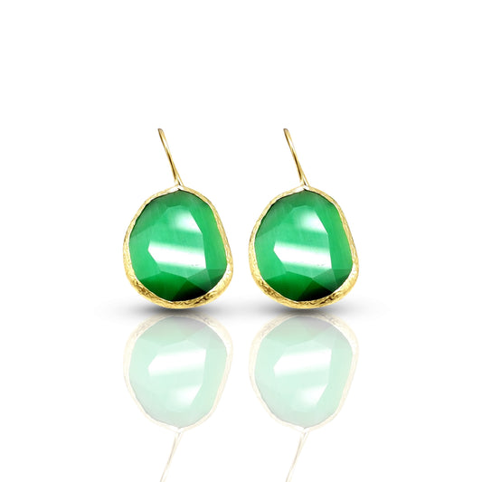 Emerald Cat Eye Earrings