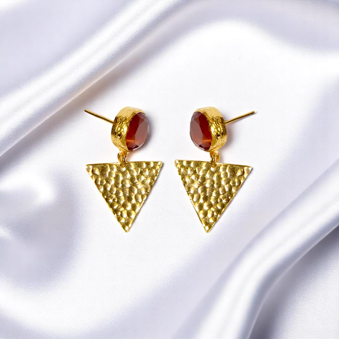 Aurora Orange Triangle Gold Earrings
