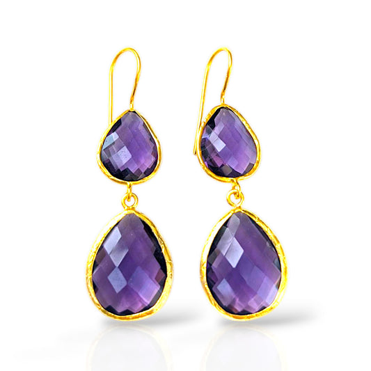 Amethyst Double Stone Earrings