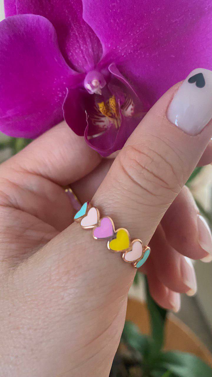 Enamel Multi Color Heart Ring