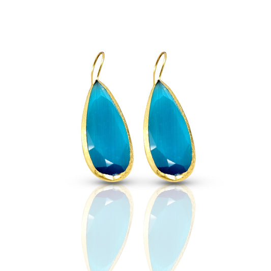 Ocean Blue Gold Earrings