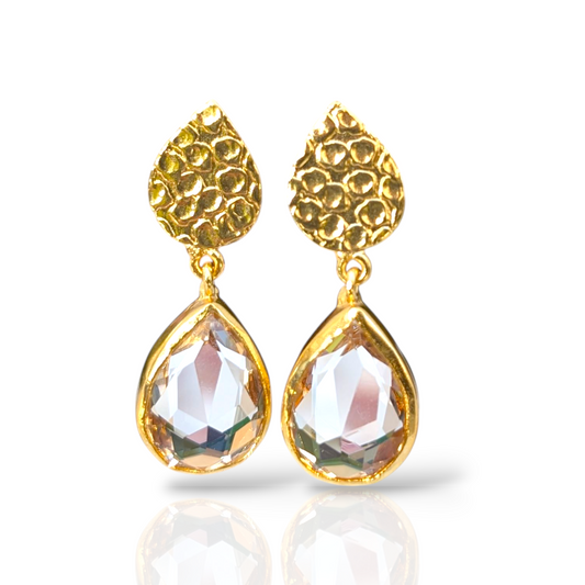 Clear Glass Gold Earrings