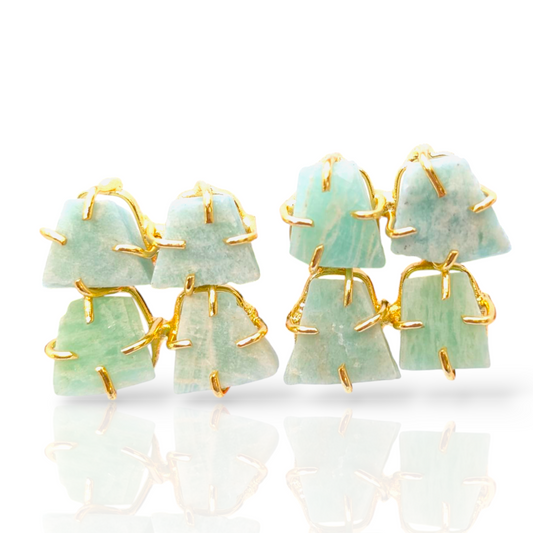 Rough Apetite Stone Handmade Gold Stud Earrings