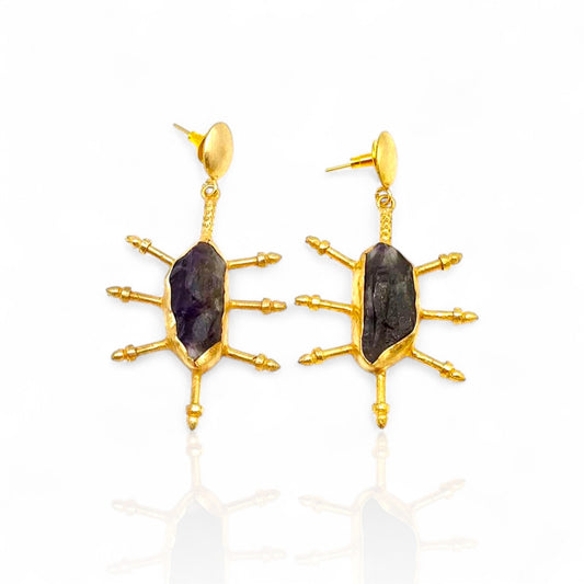 gold-spike-earrings-natural-stone-variations
