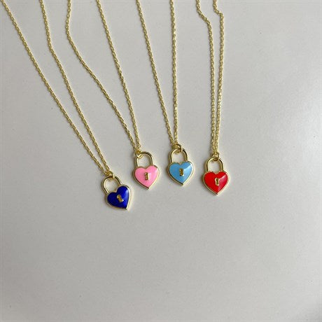 Colorful Enamel Lock Heart Necklace