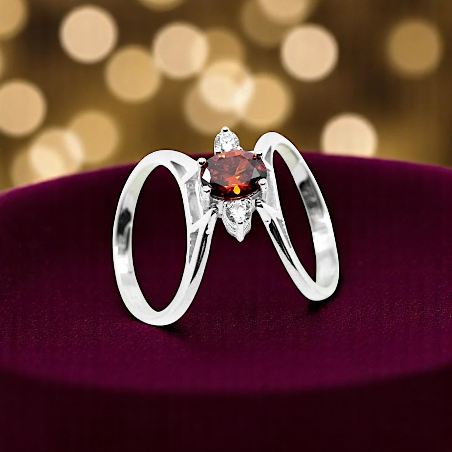 Double Round Ruby Stone Ring