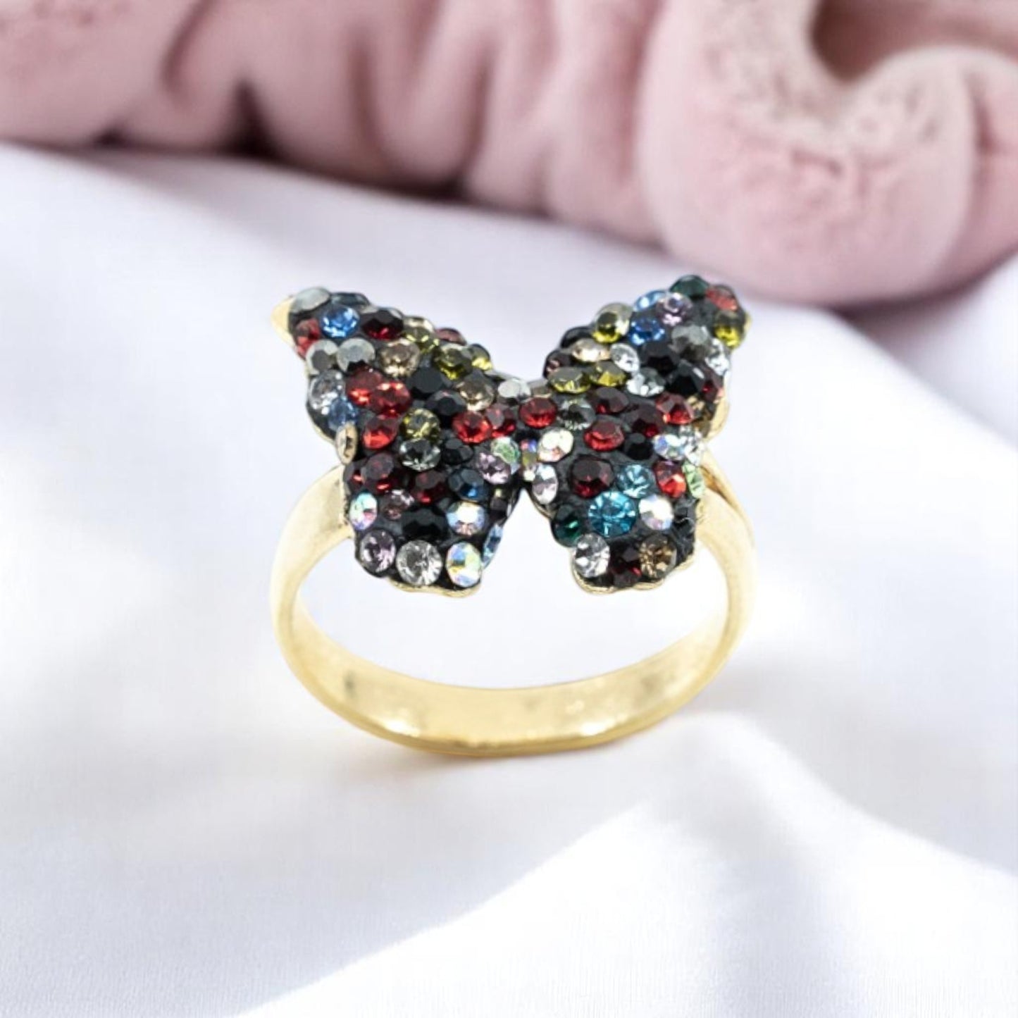 Multi-Colored CZ Butterfly Ring