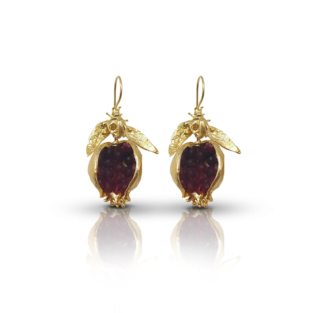 Aurora Fancy Pomegranate Gold Earrings