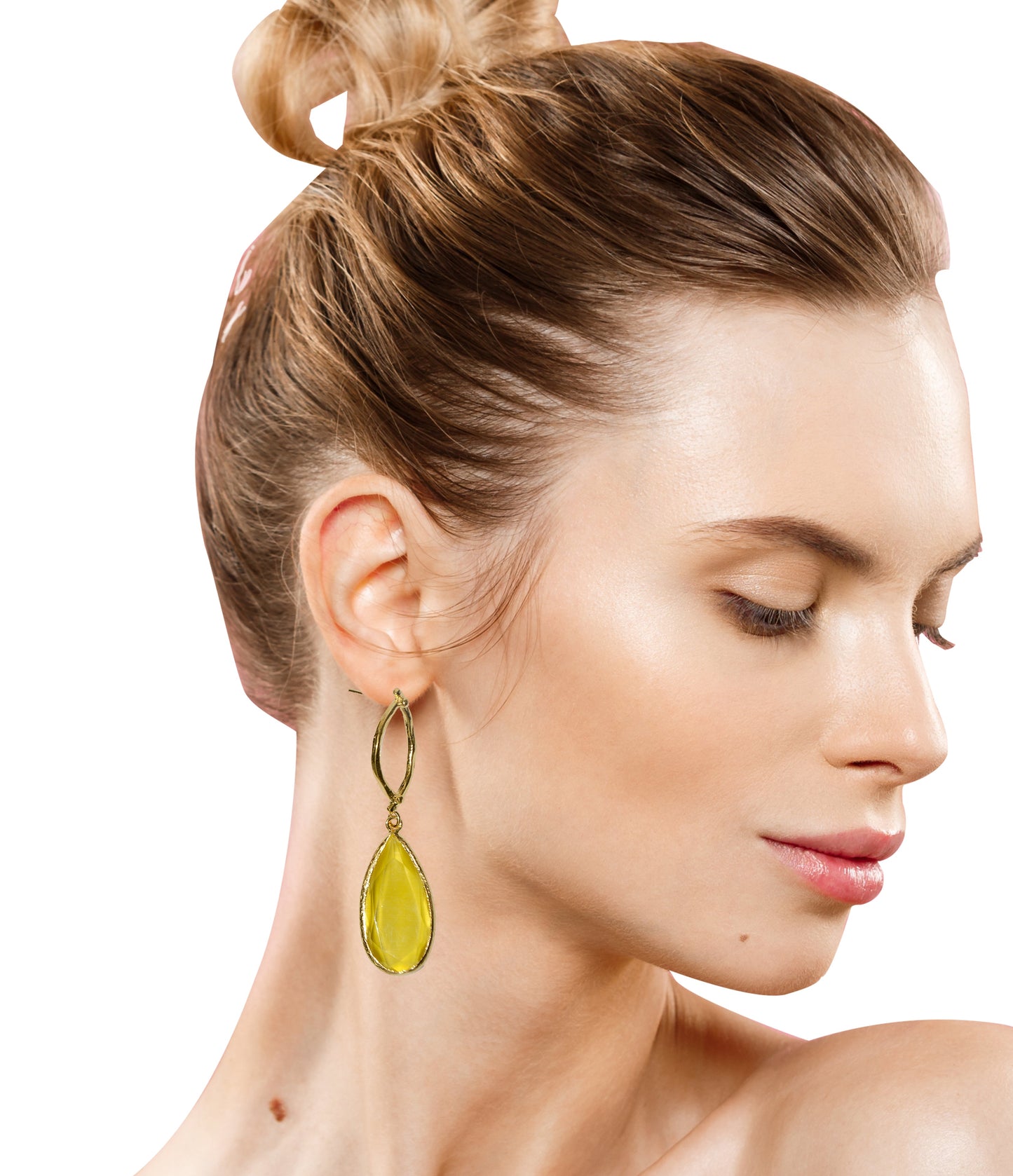 Aurora Mustard Oval Gold Earrings