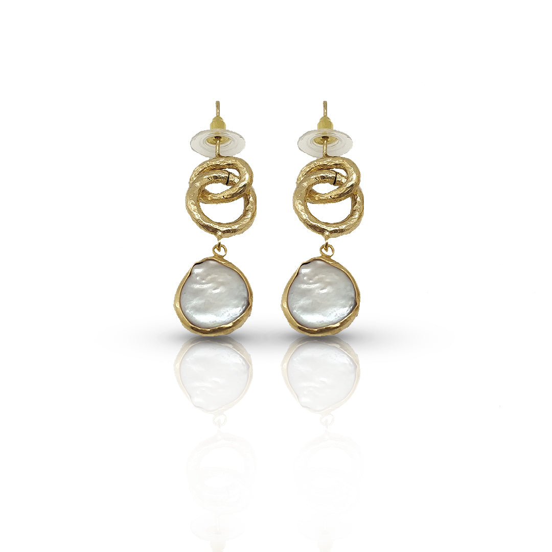 Aurora Fancy Chain Pearl Gold Earrings