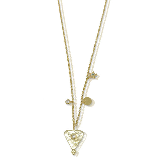 Dainty Diamond Triangle Charm Necklace