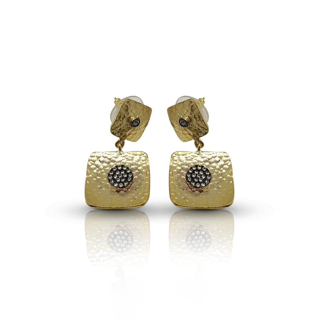 Aurora Fancy Square Gold Earrings