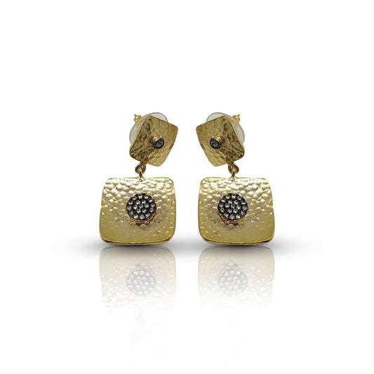 Aurora Fancy Square Gold Earrings