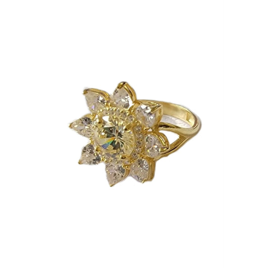 Cz Heart Gold Plated Silver Ring