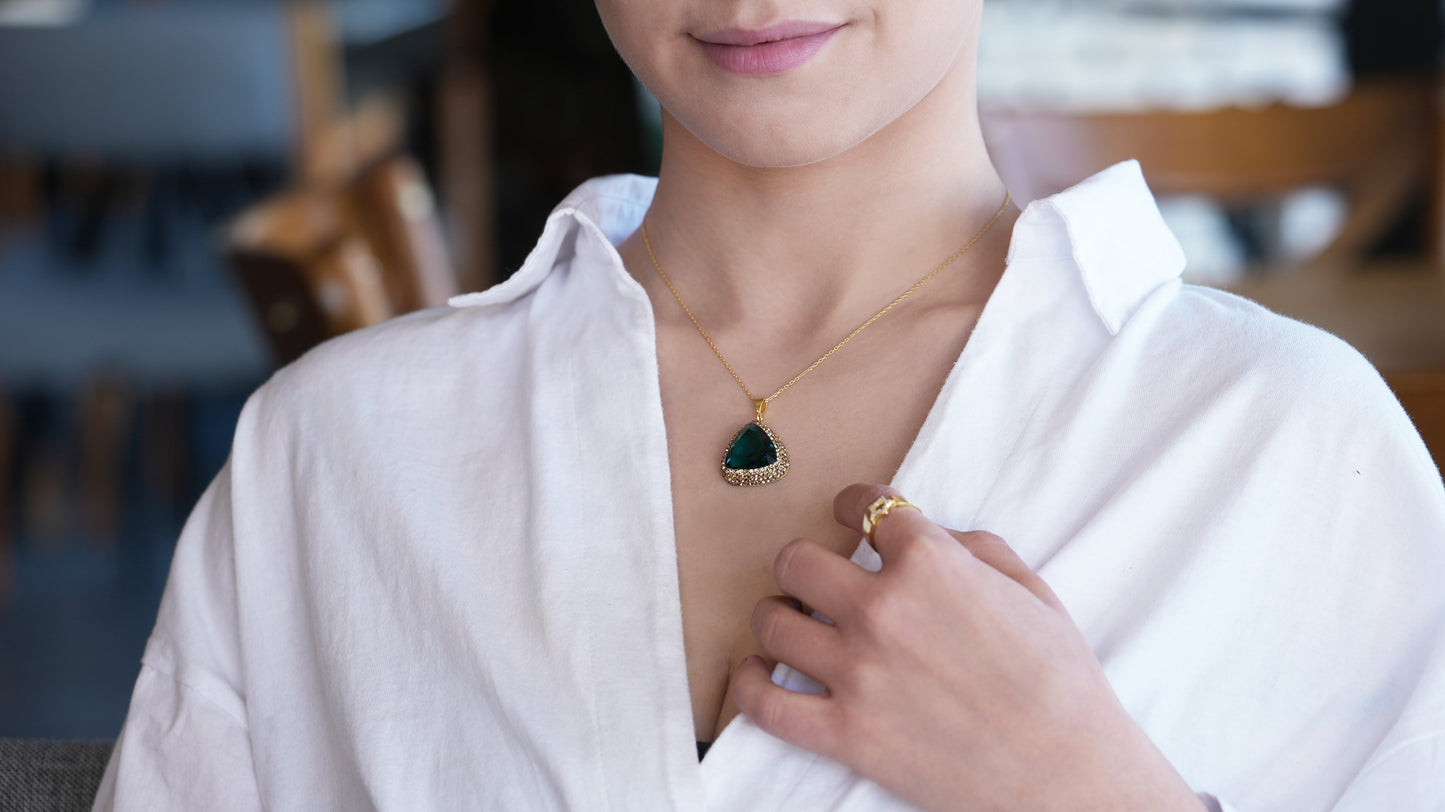 Green Emerald Stone Necklace