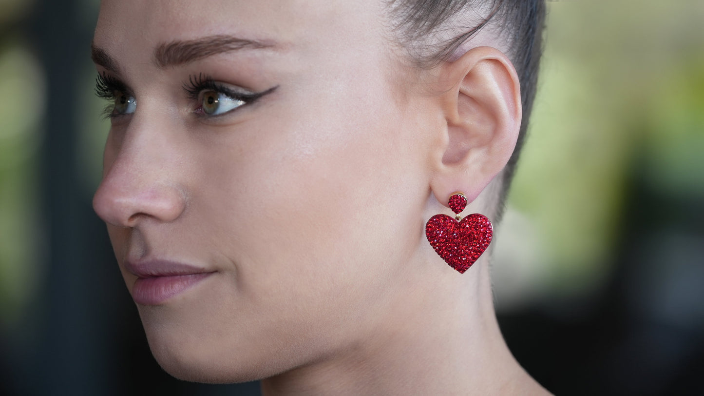 Sparkly Red Heart Earring