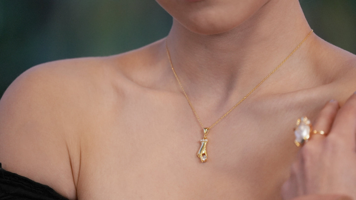 Disembodied Hand Gold Necklace