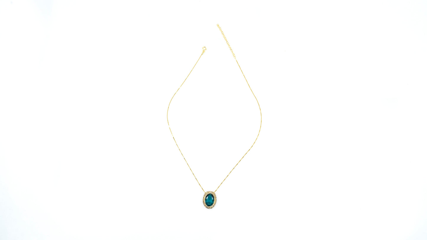 Gold Pendant Necklace in Blue