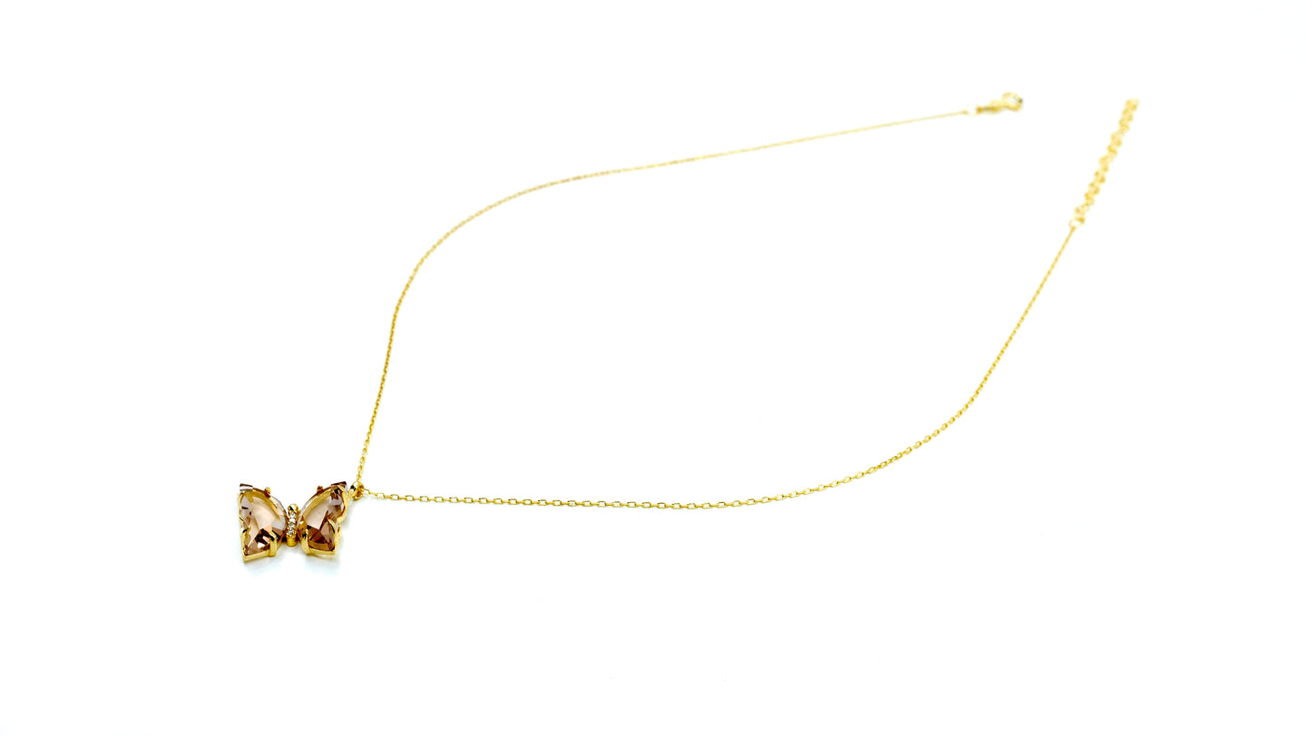 Gold plated Crystal Butterfly Necklace