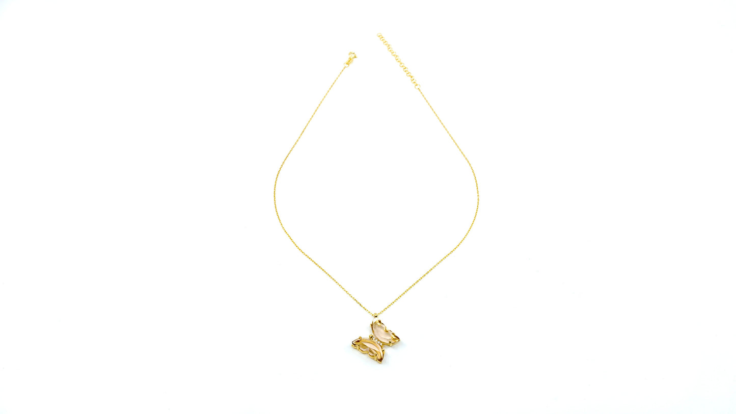 Gold plated Crystal Butterfly Necklace