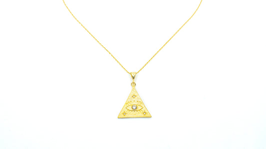 Gold Triangle Evil Eye Necklace