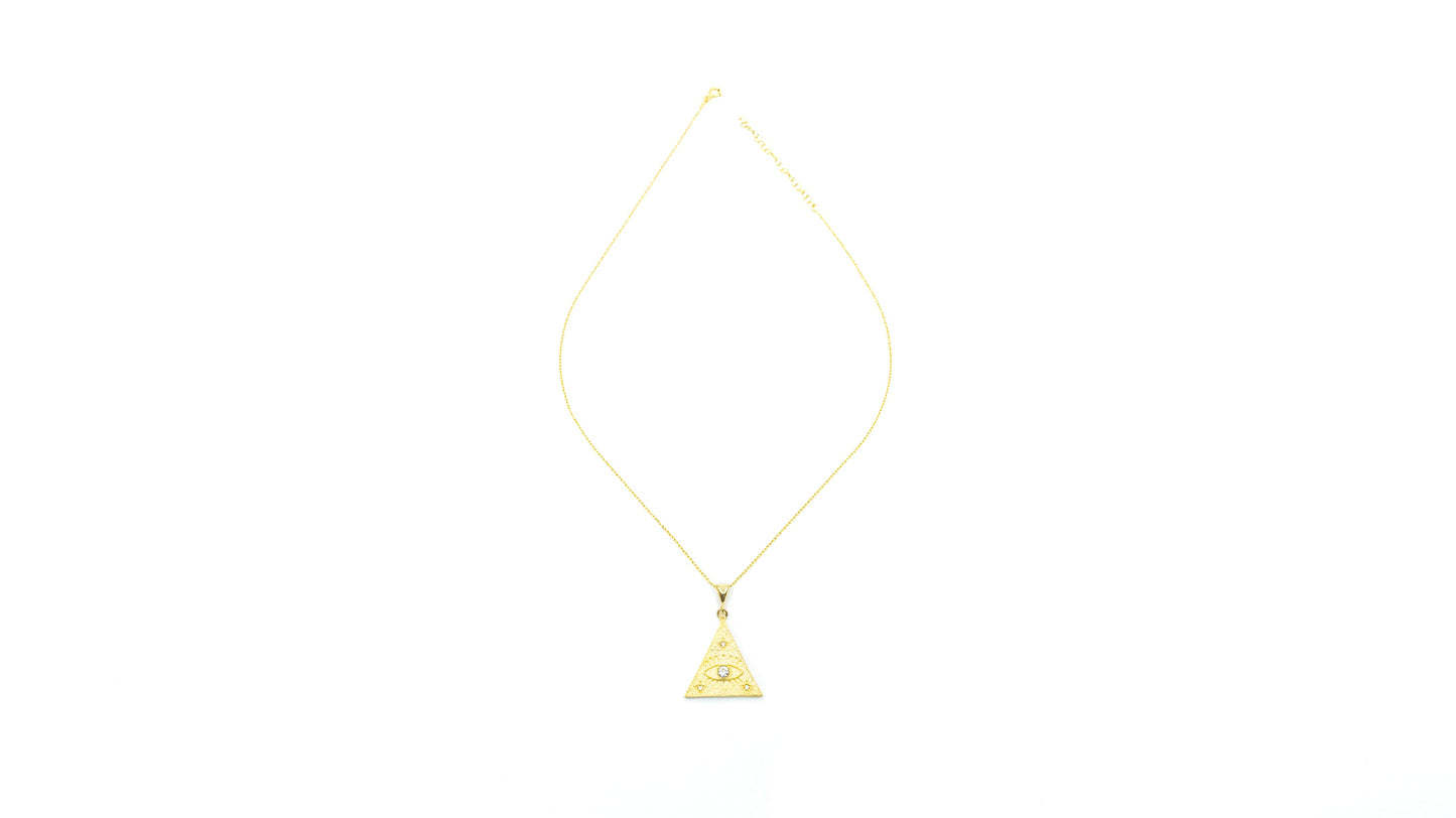 Gold Triangle Evil Eye Necklace