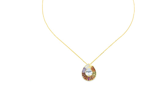 Round Sparkle Necklace with Colorful design around and CZ Diamond in the middle