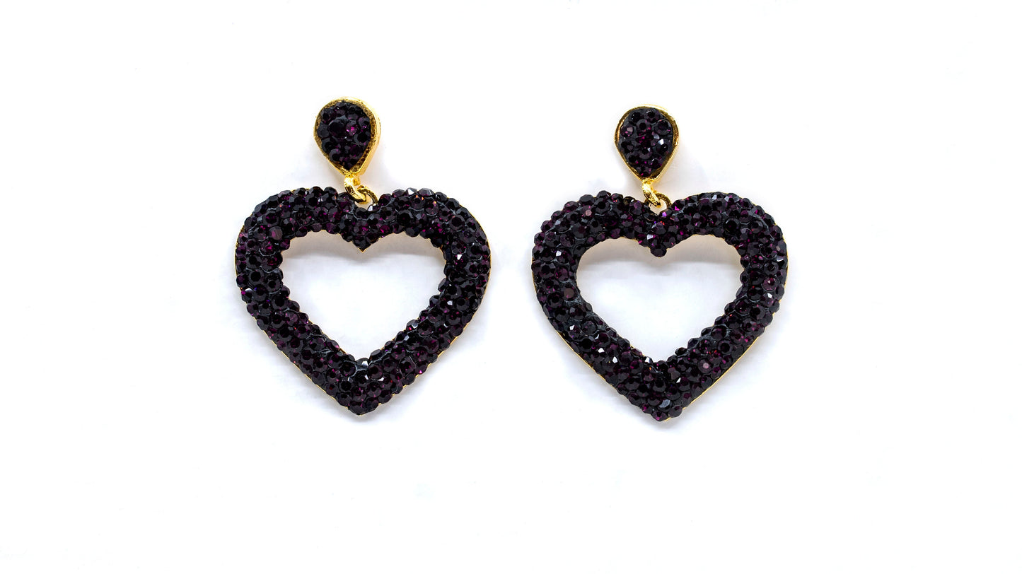 Purple Open Heart Earrings