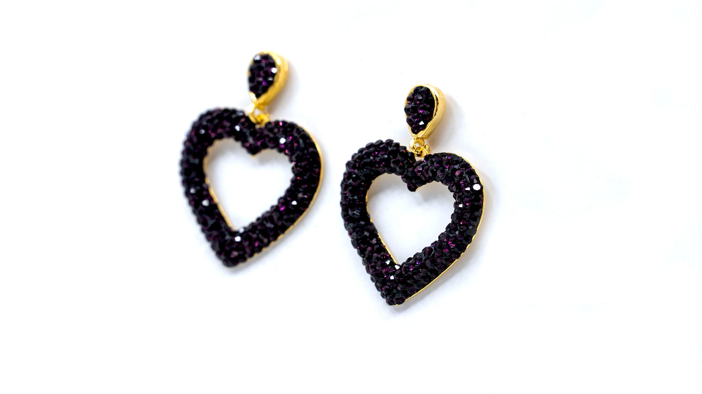 Purple Open Heart Earrings