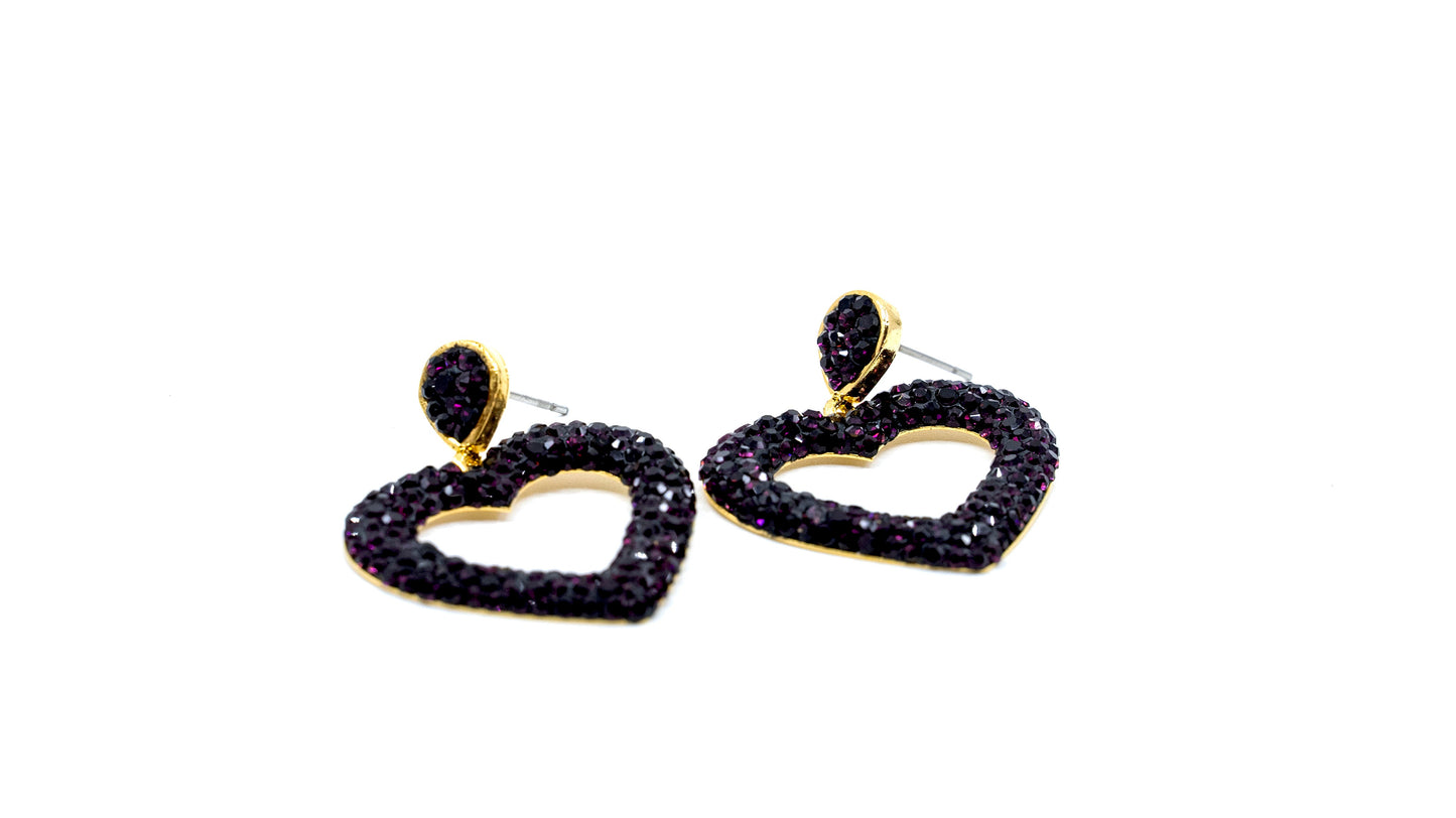 Purple Open Heart Earrings