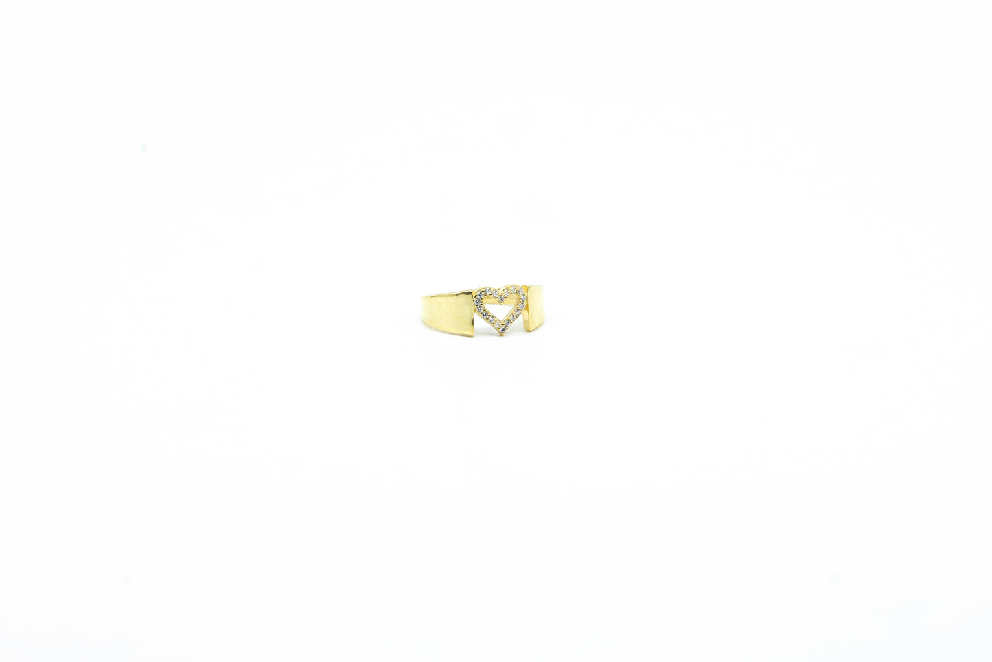 Open Heart Wide Band Gold Ring