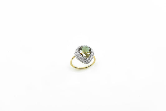 Green Stone Ring With Hematite Trim