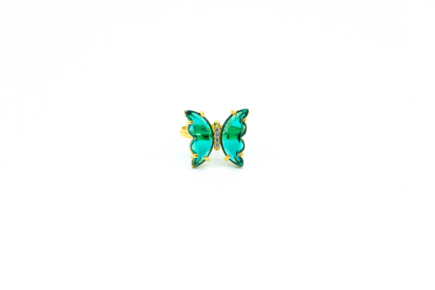 Crystal Green Butterfly Ring