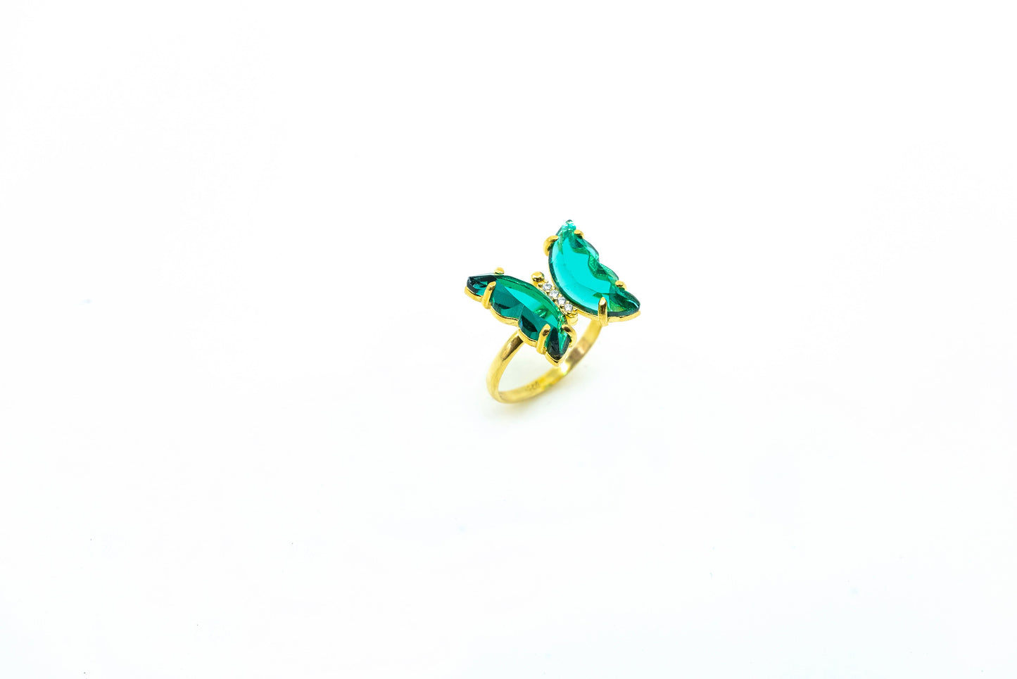 Crystal Green Butterfly Ring