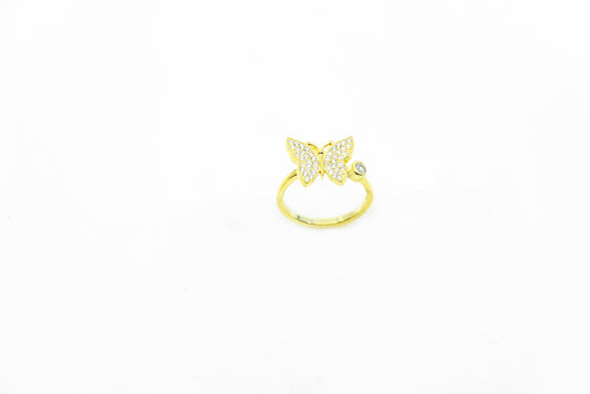 Gold Butterfly Ring With CZ Stones