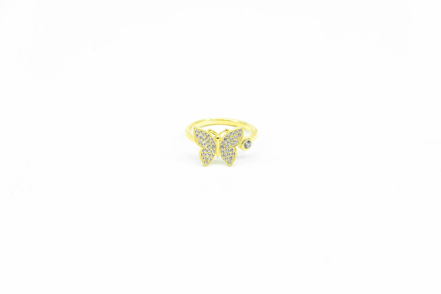 Gold Butterfly Ring With CZ Stones