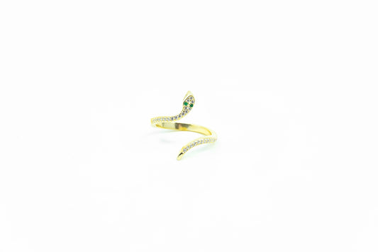 Gold Snake Ring With Emerald Eyes