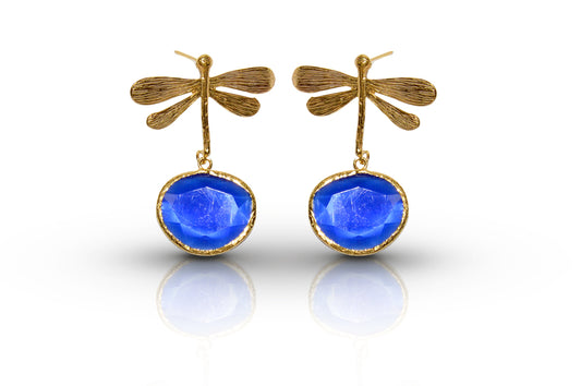 Aurora Blue Dragon Fly Earrings