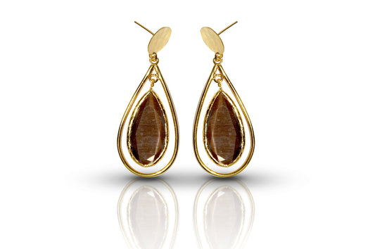 Aurora Brown in Cage Gold Earrings