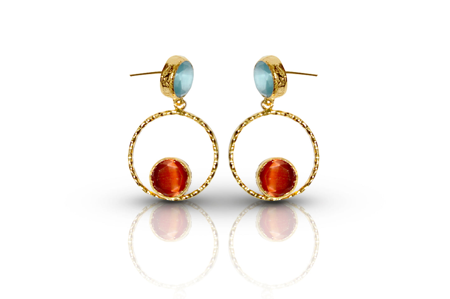 Aurora Orange Eyes Gold Earrings