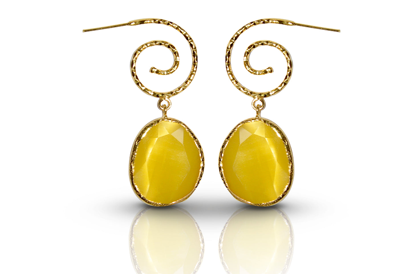 Aurora Yellow Spiral Gold Earrings