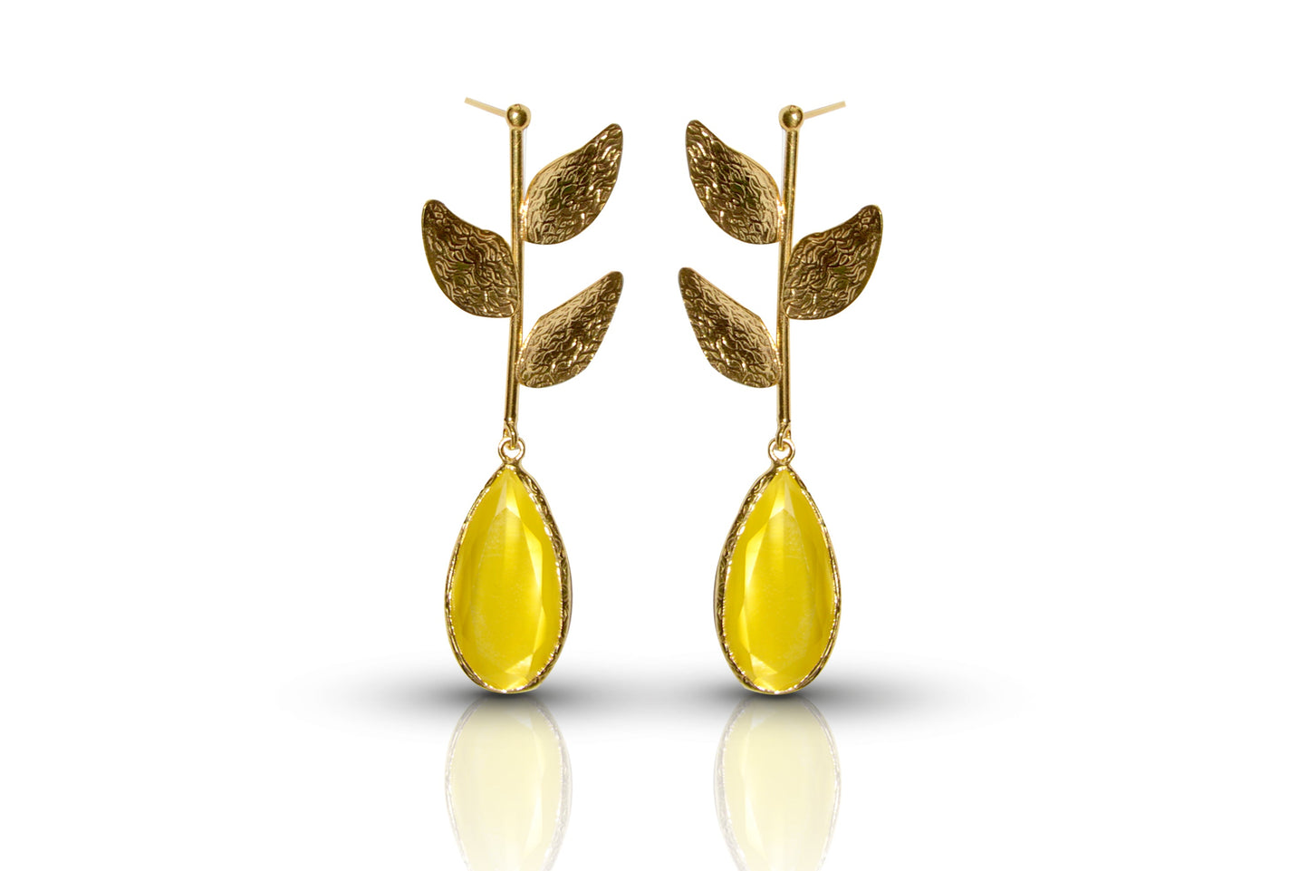 Aurora Mustard Leaf Gold Earrings