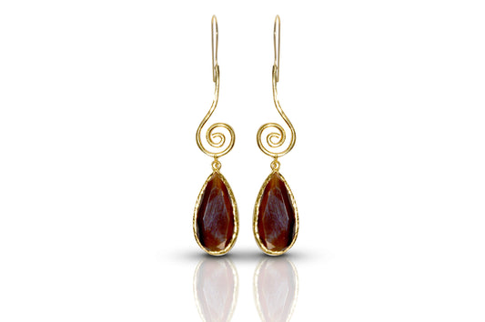 Aurora Brown Spiral Gold Earrings